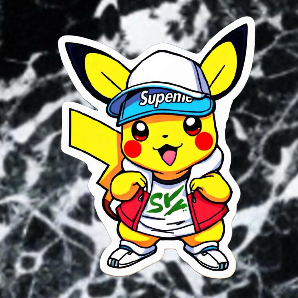 Pokemon Pikachu SUPREME LOGO Sticker Decal